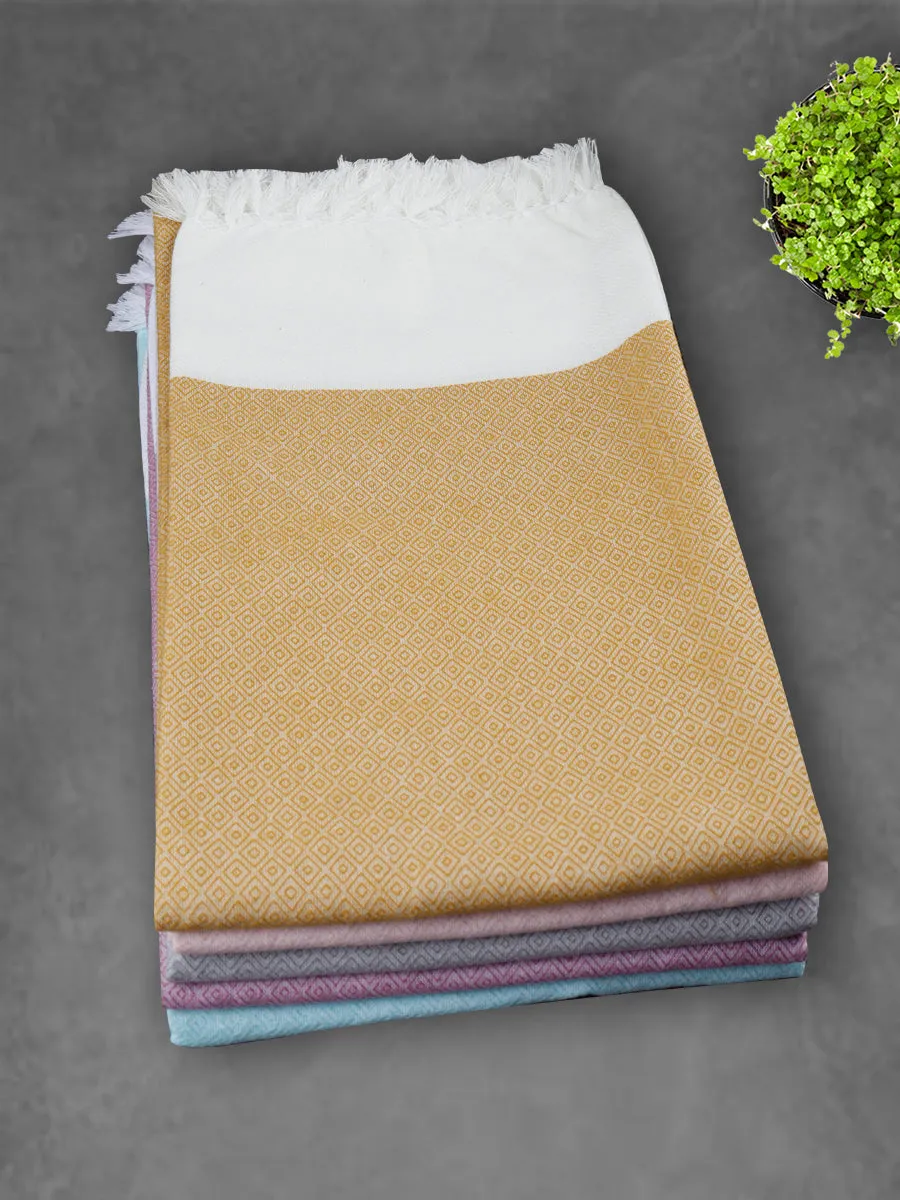 100% Cotton Fast Absorbent Diamond Design Colour Bath Towel 1053 (Pack of 2)