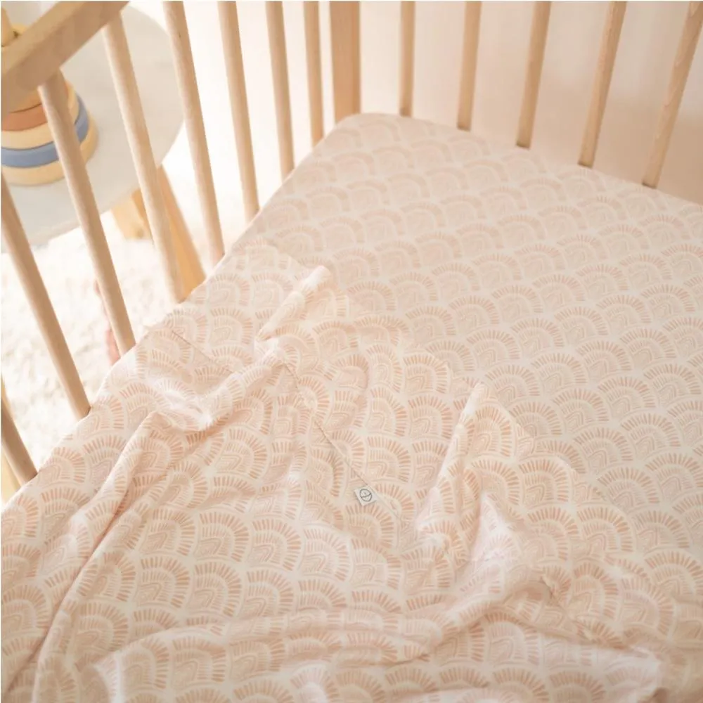 100% Organic Bamboo Fitted Cot Sheet - Peach Scallop