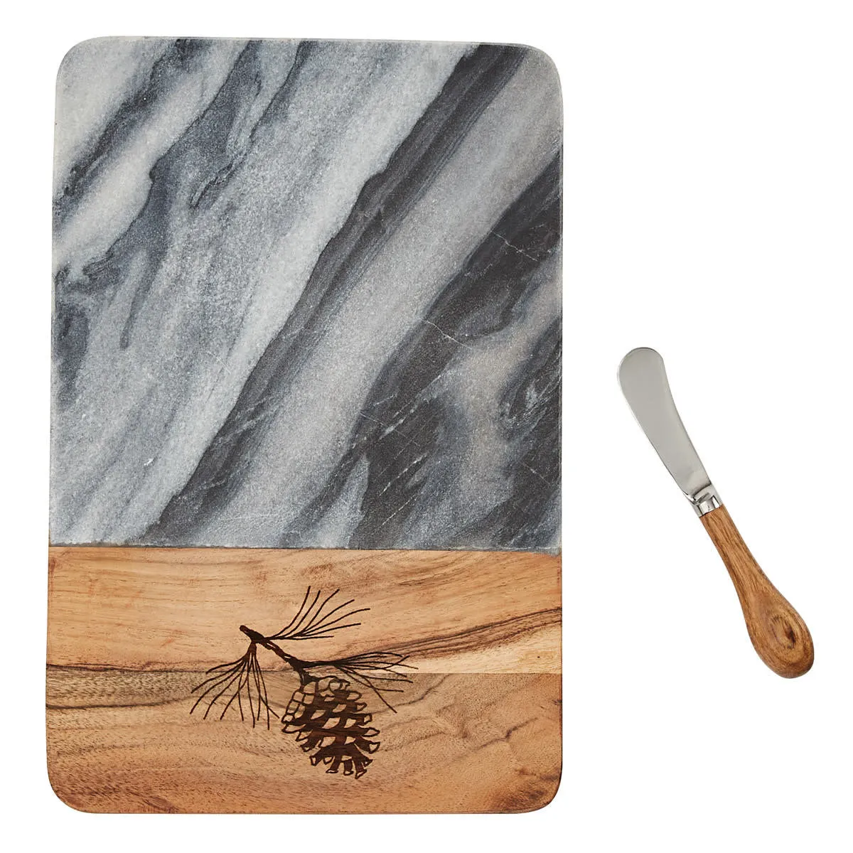 11" Rustic Pine Cutting Board With Spreader