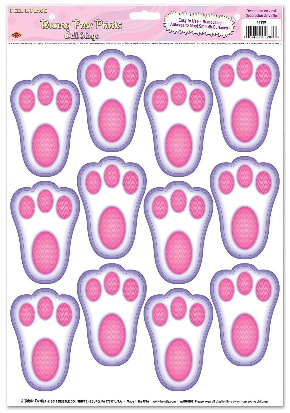 12-Pack of Peel 'N Place Bunny Paw Prints