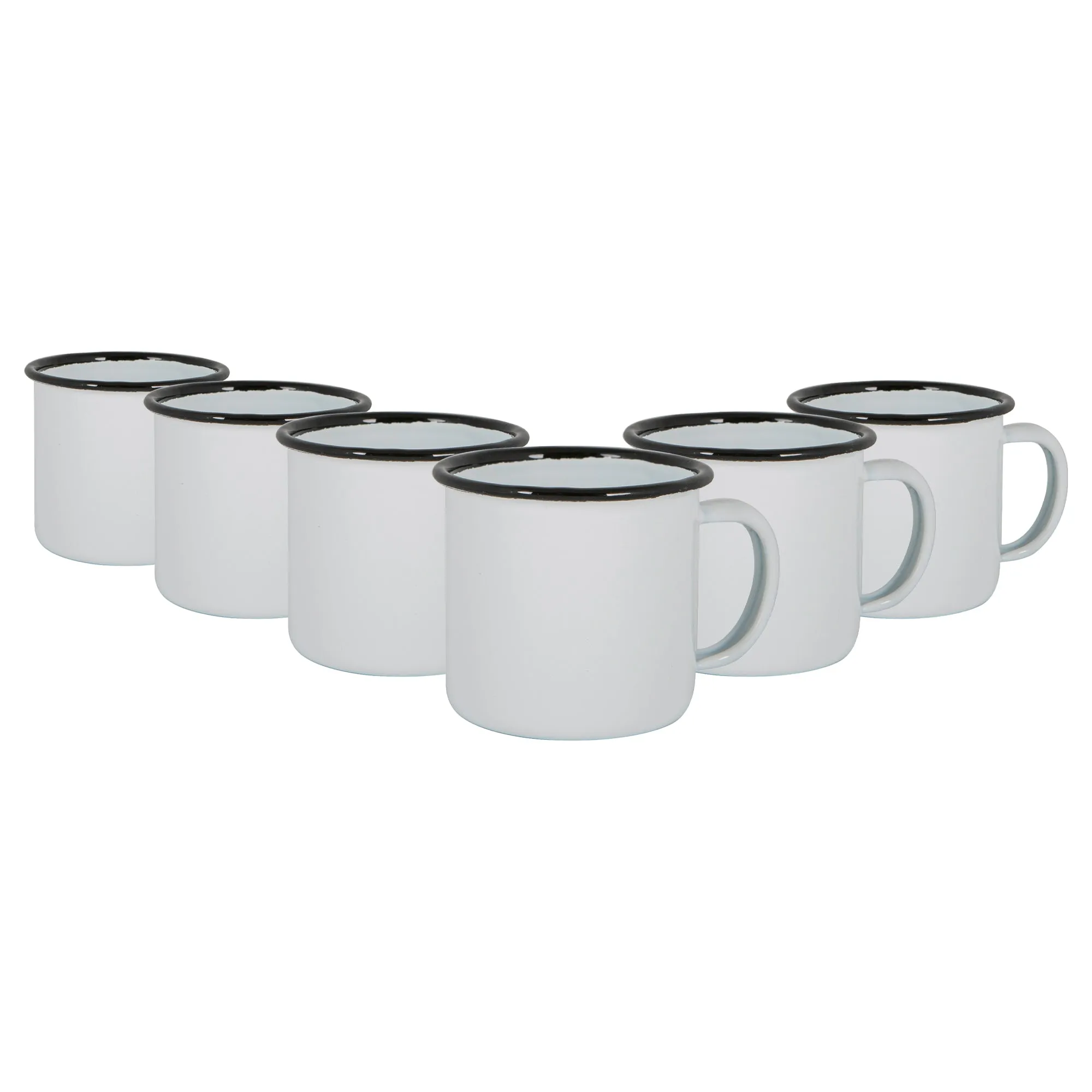 130ml White Enamel Espresso Cups - Pack of Six - By Argon Tableware