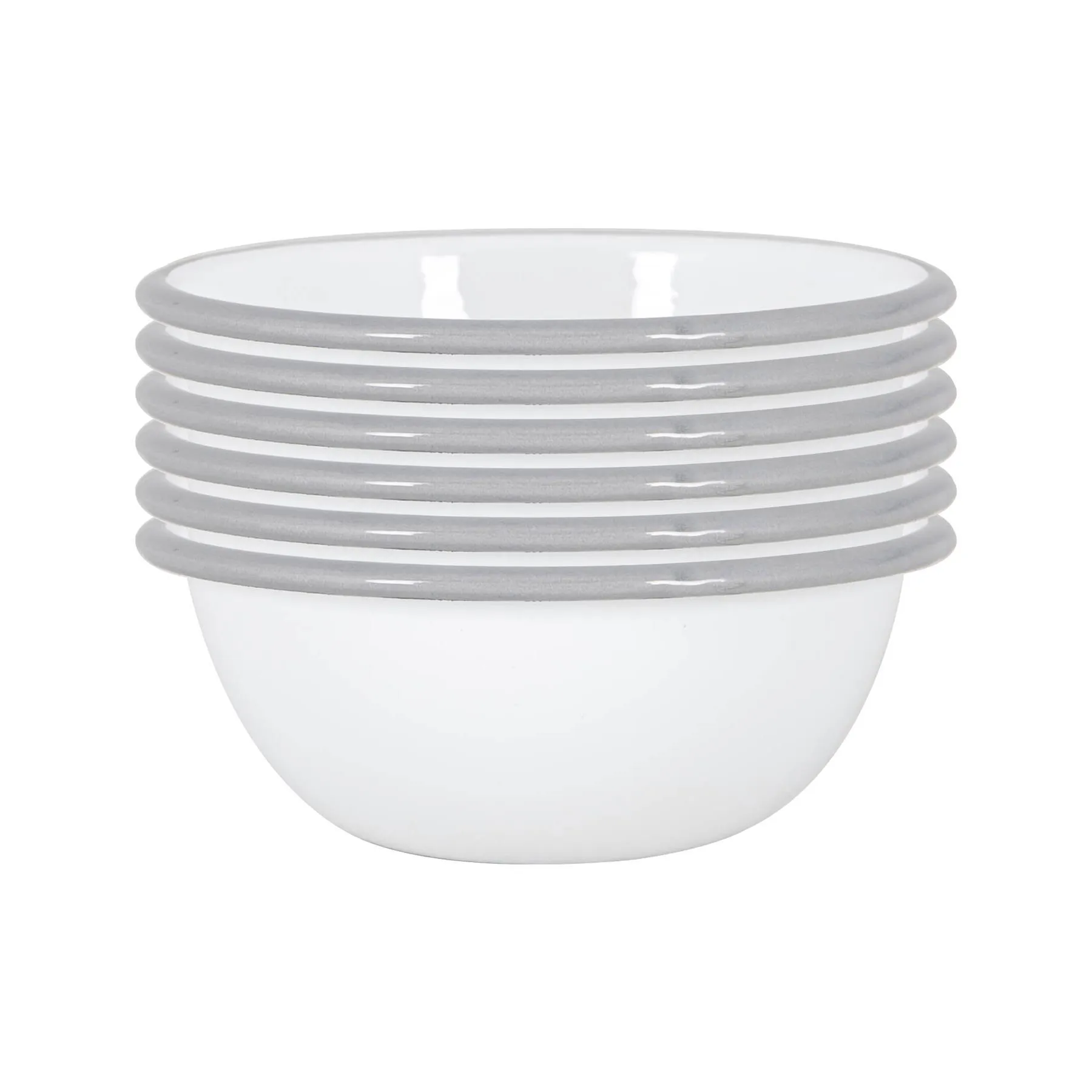 16cm White Enamel Bowls - Pack of Six - By Argon Tableware