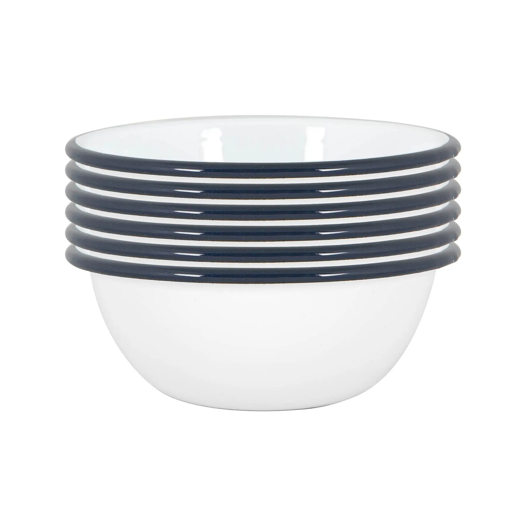 16cm White Enamel Bowls - Pack of Six - By Argon Tableware