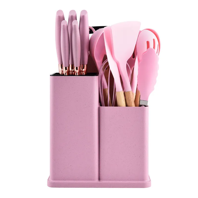 19 Piece Silicone & Wooden Handle Kitchenware Set