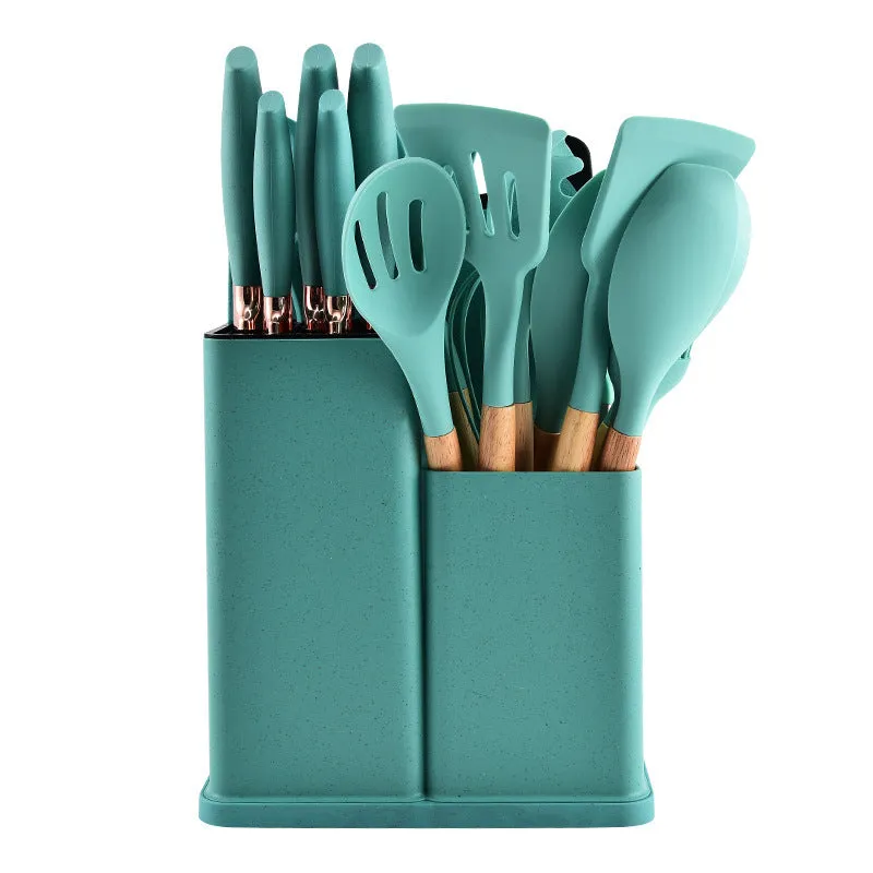 19 Piece Silicone & Wooden Handle Kitchenware Set