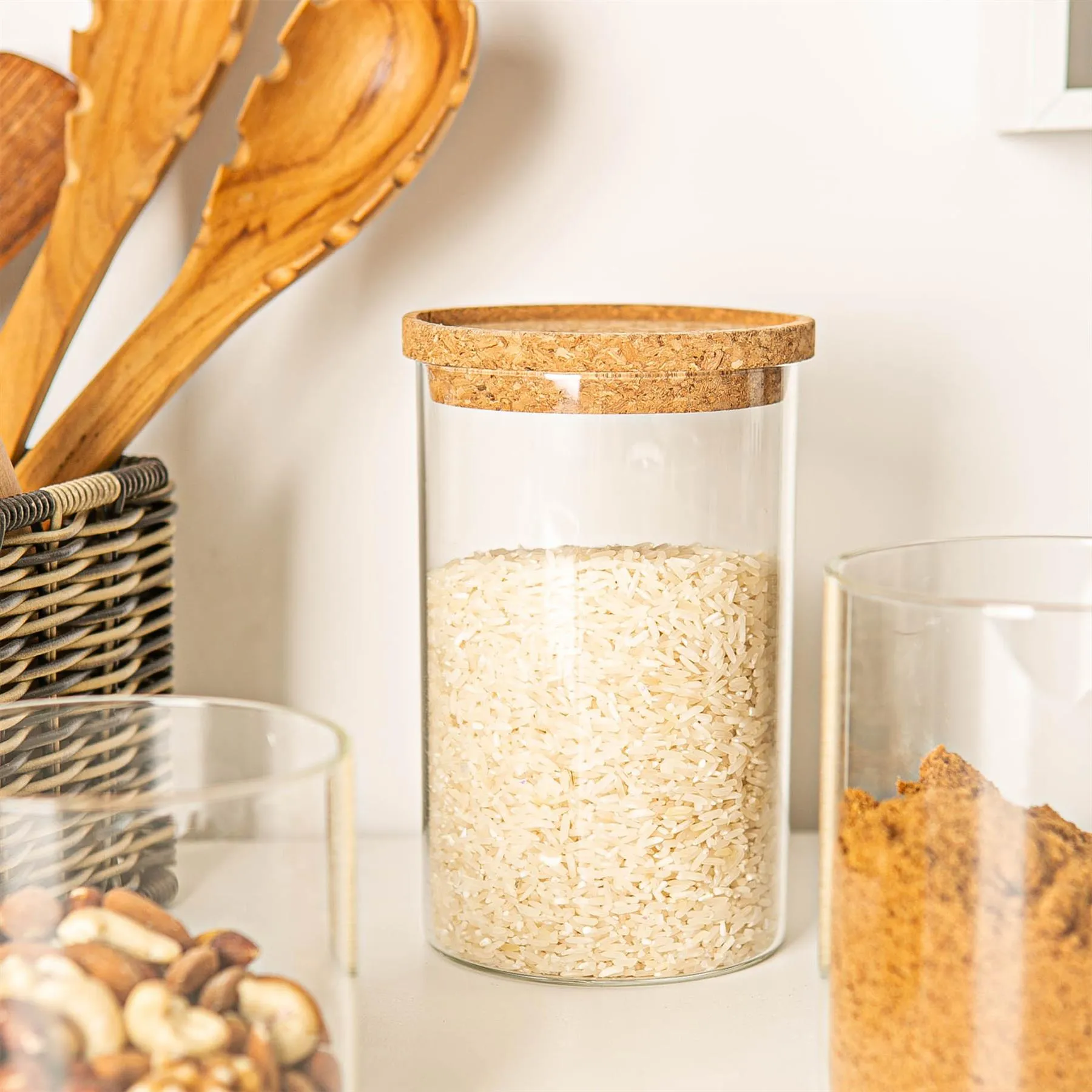 1L Scandi Storage Jars with Cork Lids - Pack of Three - By Argon Tableware