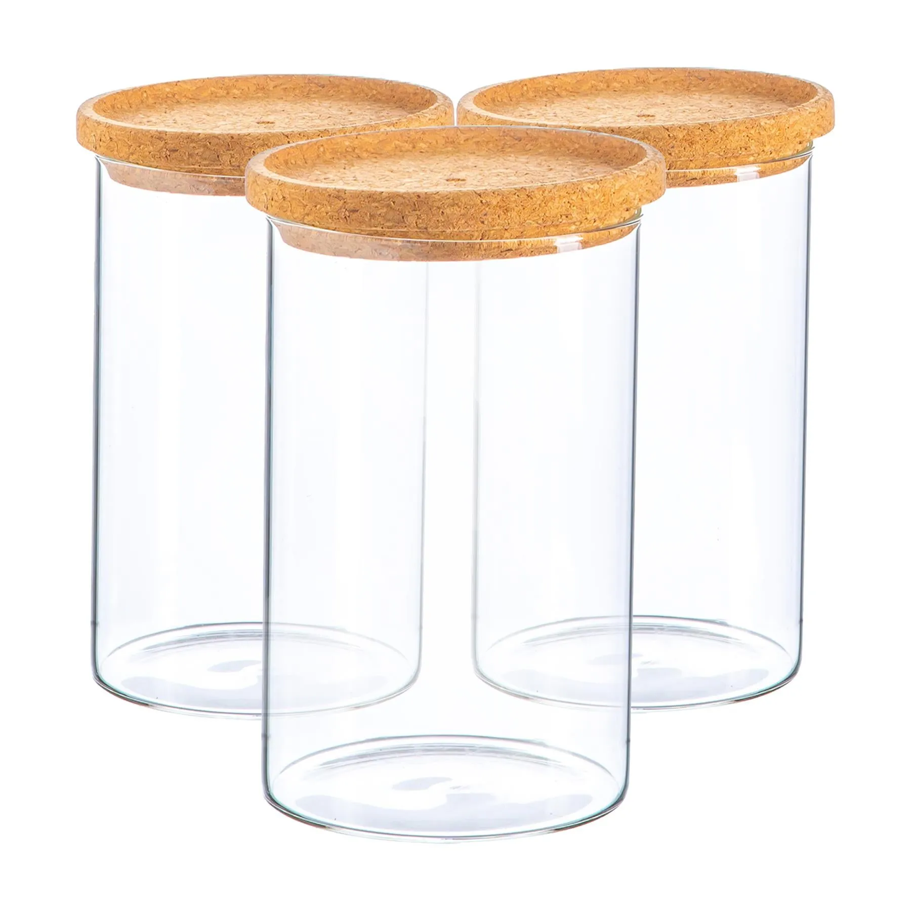 1L Scandi Storage Jars with Cork Lids - Pack of Three - By Argon Tableware