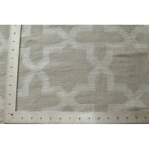 2 3/4 YD PC--Taupe/Mist White Cross Trellis Doubleweave Drapery Fabric