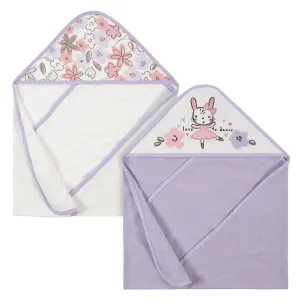 2-Pack Baby Girls Bunny Ballerina Hooded Towels