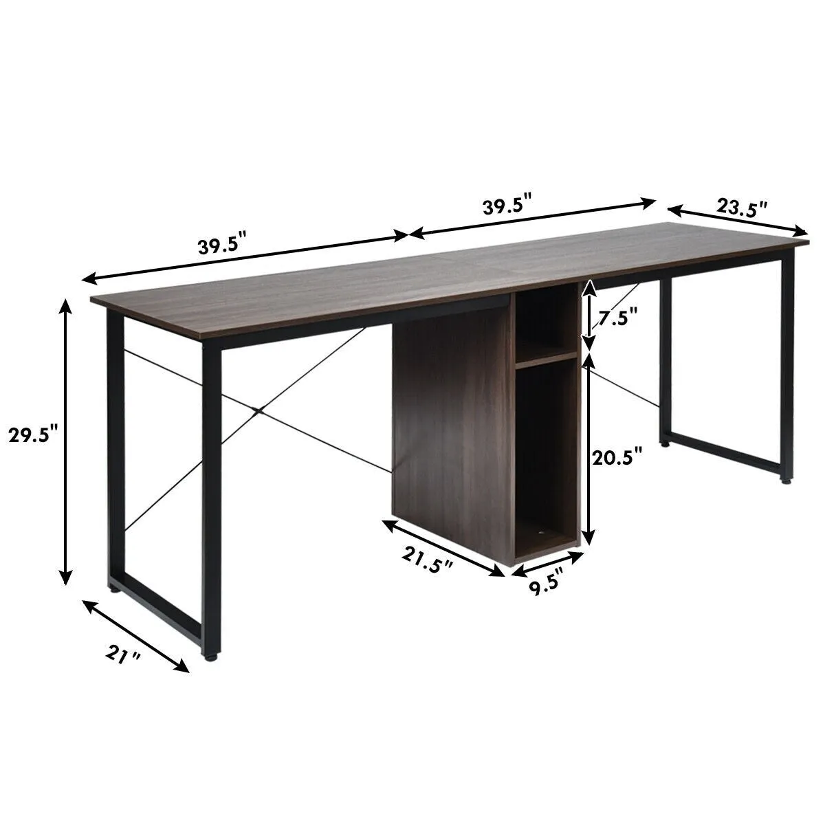 2 Person Computer Desk with Cabinet