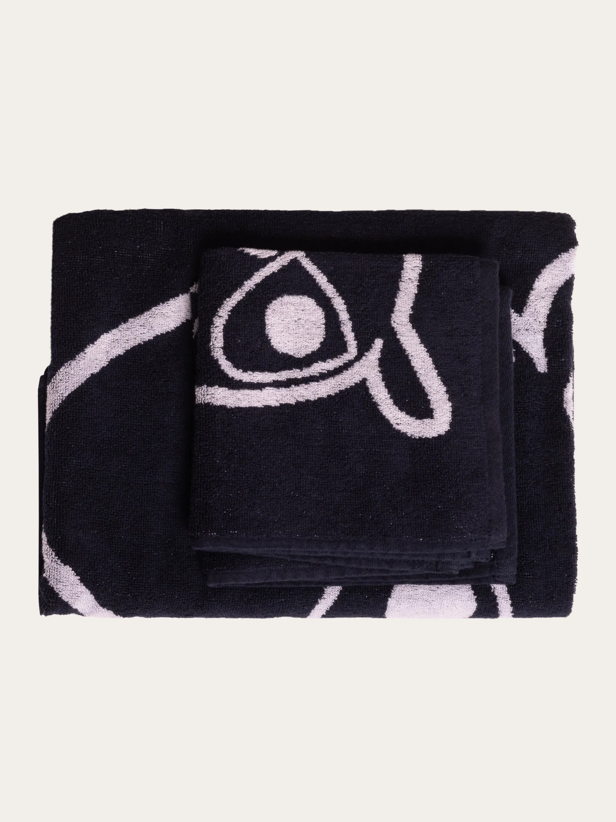 2 x face towel, 1 x bath towel - GOTS/Vegan - Total Eclipse