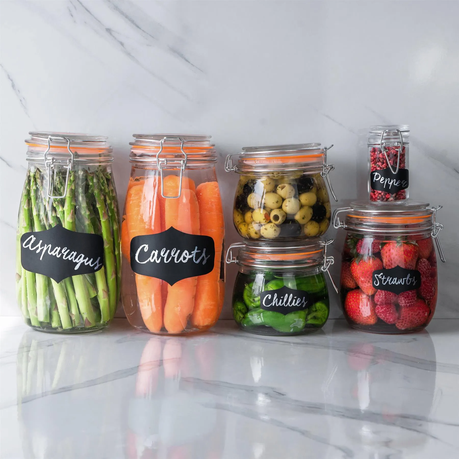 Classic 200ml Glass Storage Jar with Four Free Colored Seals