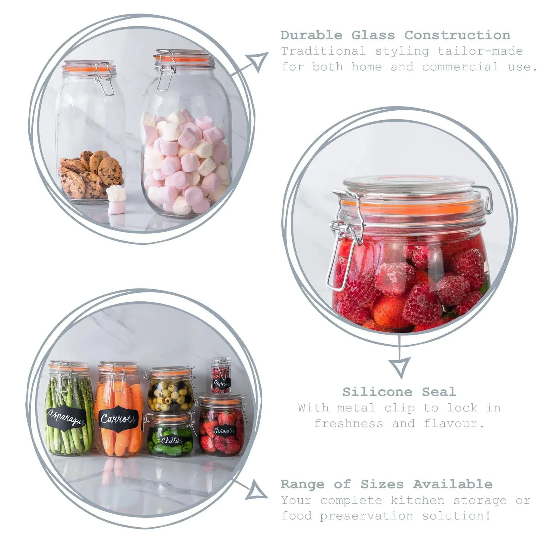 Classic 200ml Glass Storage Jar with Four Free Colored Seals