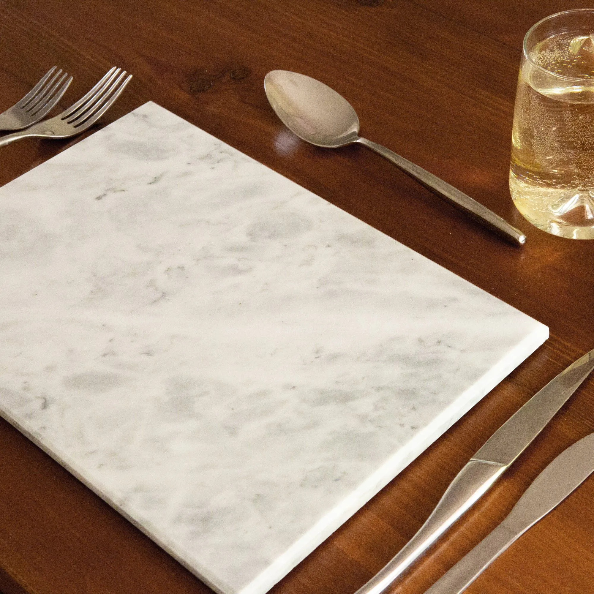 20cm x 30cm White Rectangle Marble Chopping Board - By Argon Tableware