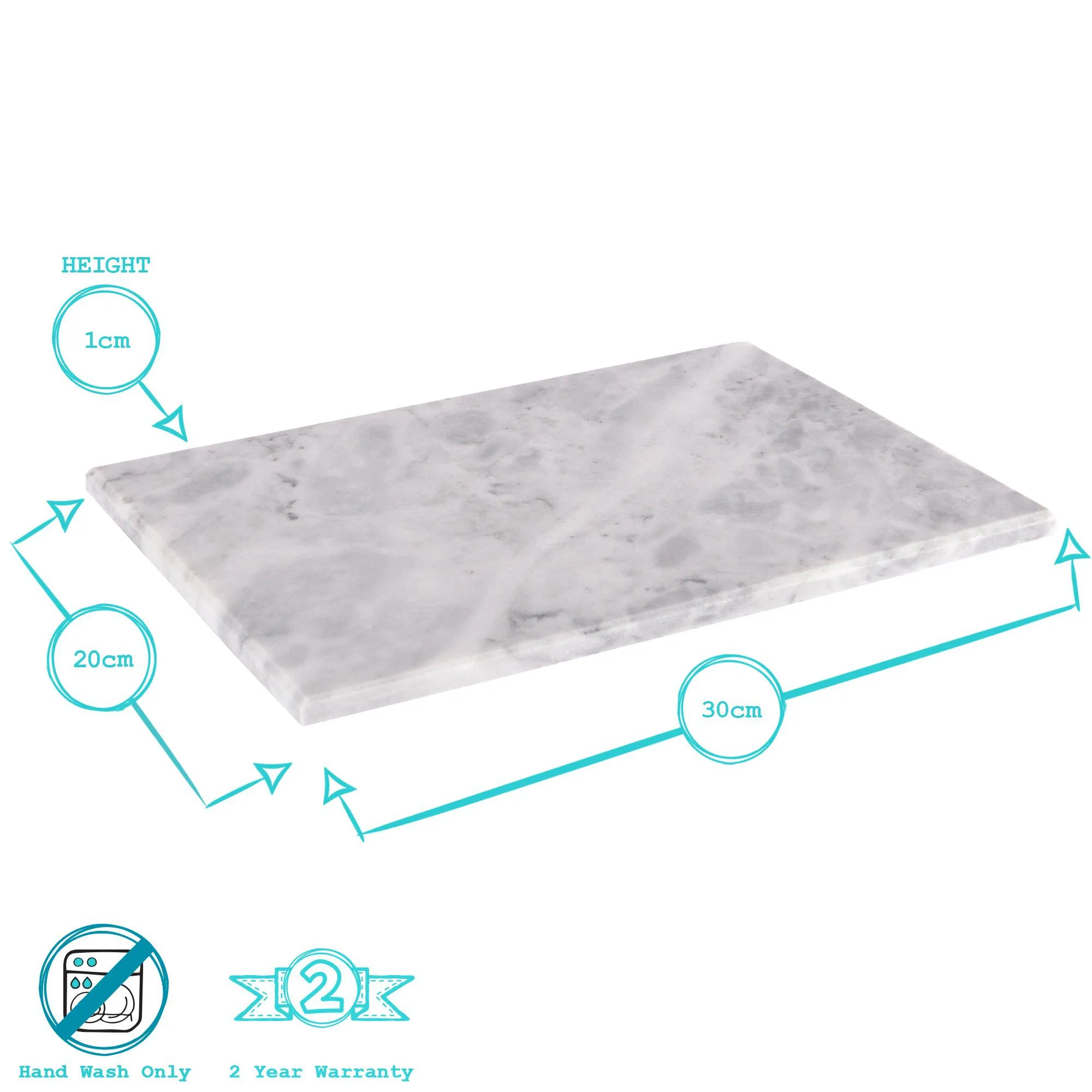 20cm x 30cm White Rectangle Marble Chopping Board - By Argon Tableware