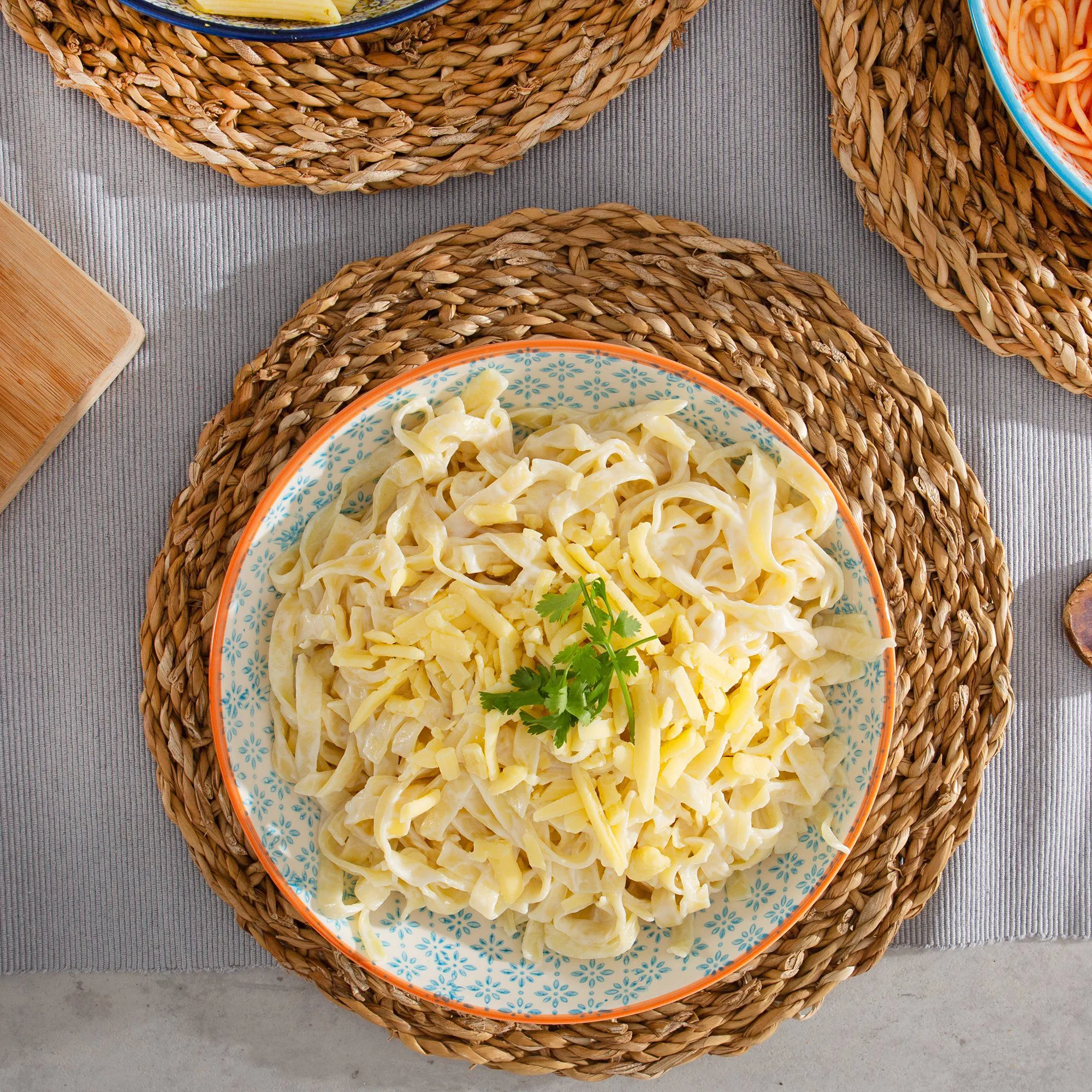 22cm Hand Printed Stoneware Pasta Bowls - Pack of Six - By Nicola Spring