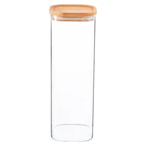 2.2L Square Glass Storage Jar with Wooden Lid - By Argon Tableware