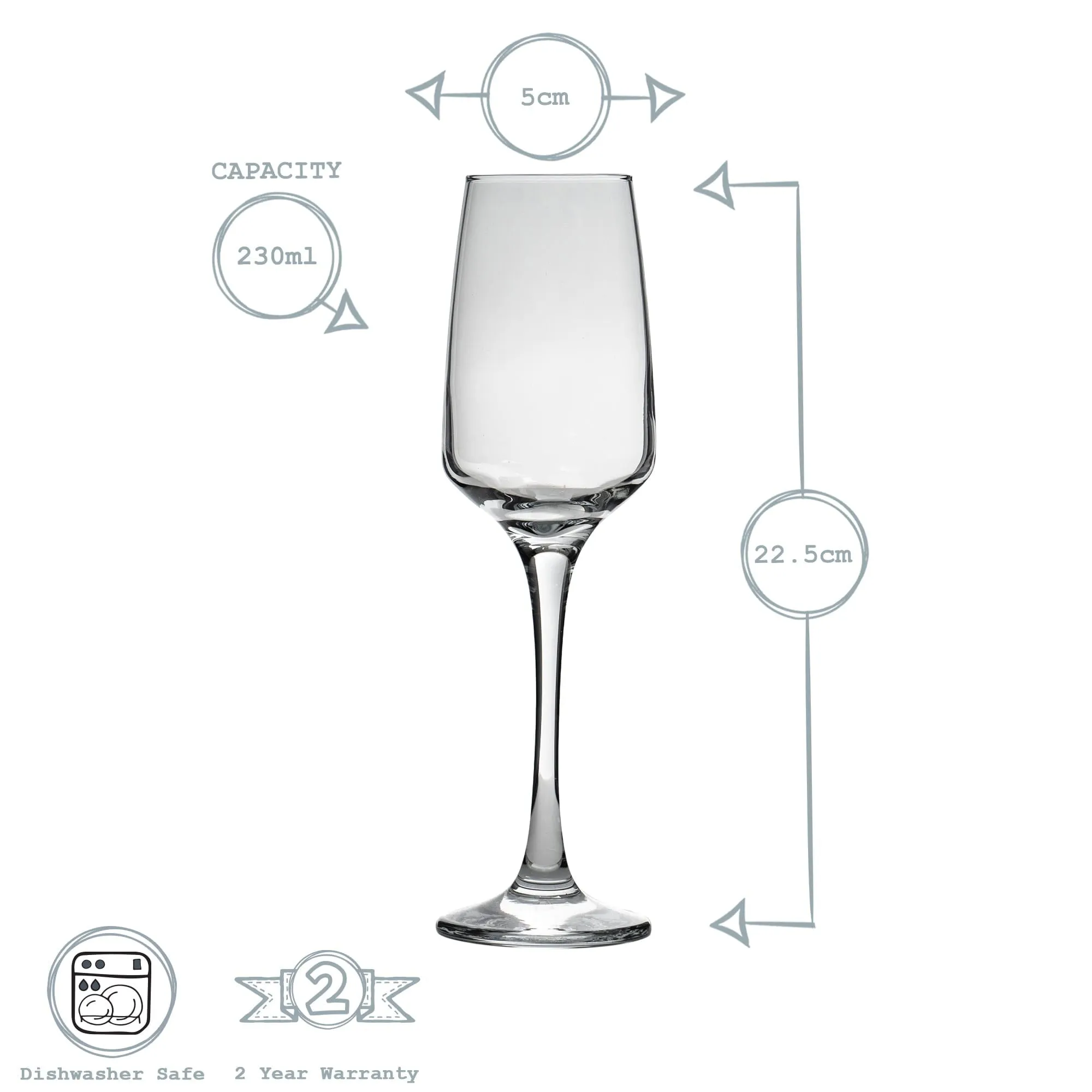 230ml Tallo Champagne Flutes - Pack of Six - By Argon Tableware