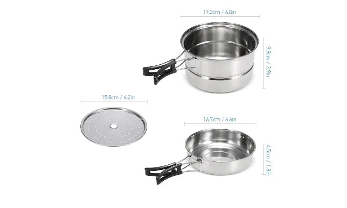 3 Piece Camping Cookware Set