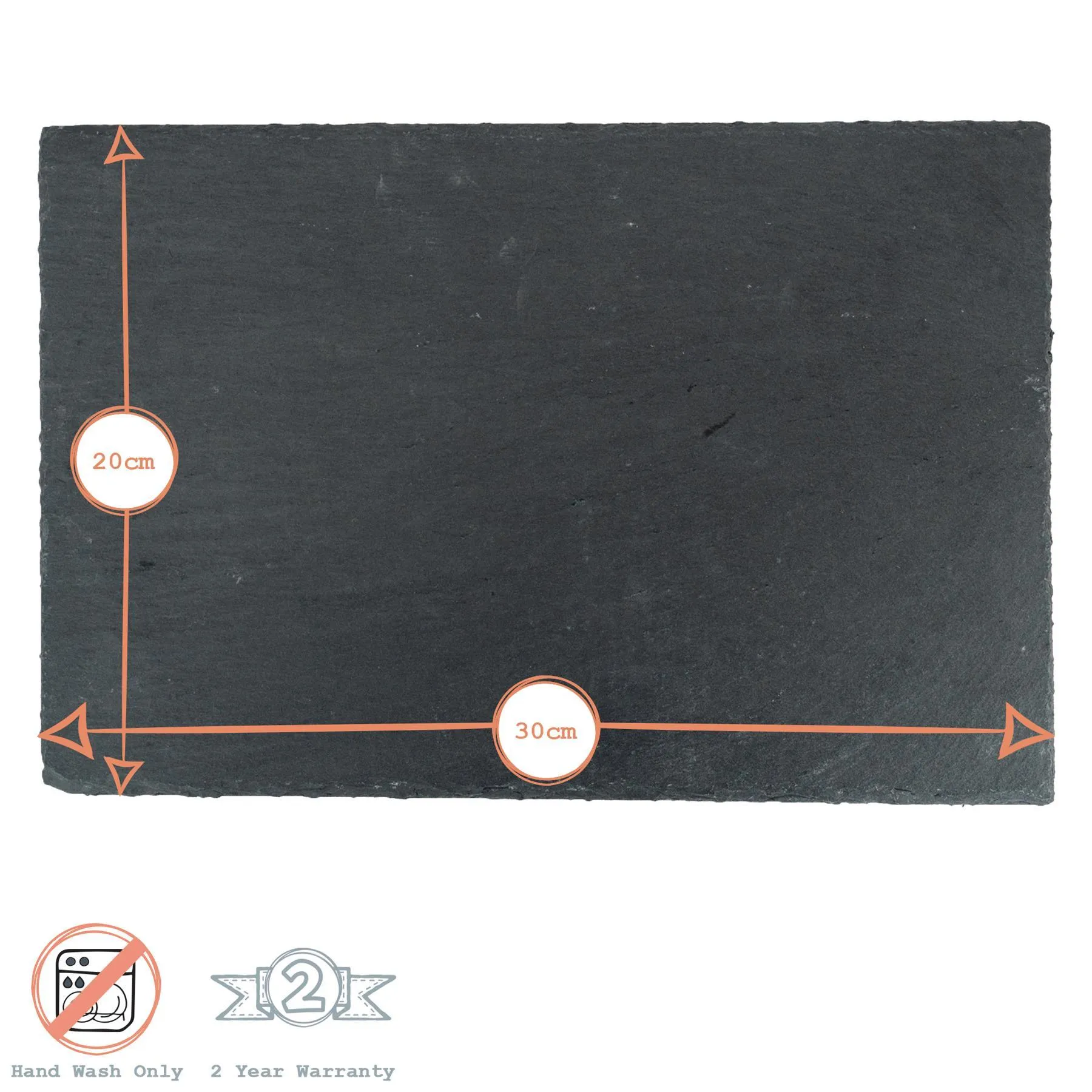 30cm x 20cm Rectangle Slate Placemats - Pack of Six - By Argon Tableware