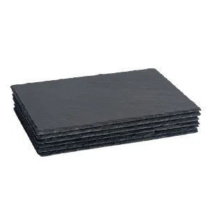 30cm x 20cm Rectangle Slate Placemats - Pack of Six - By Argon Tableware