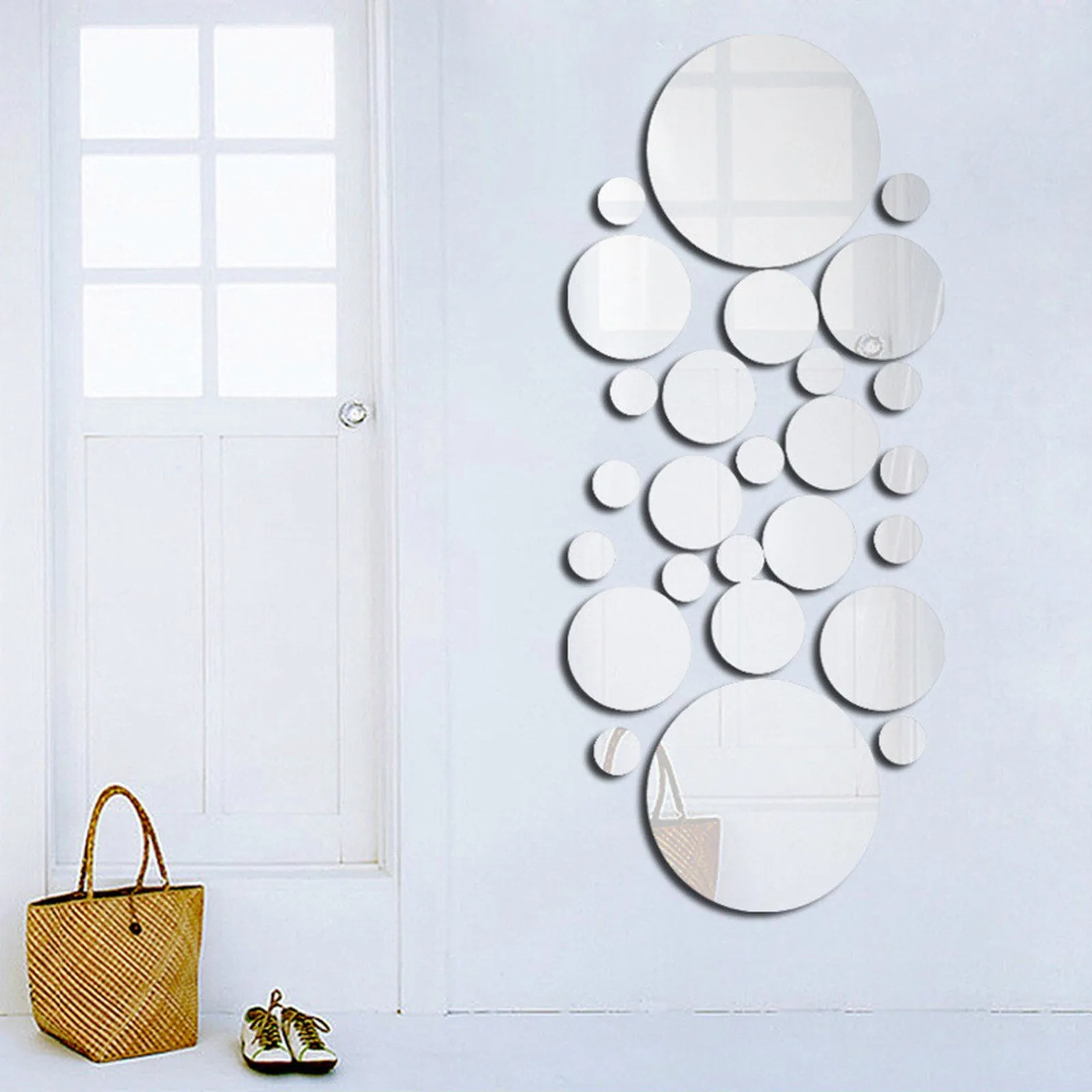 30PCS Mirror Wall Decals Round Circle Stickers