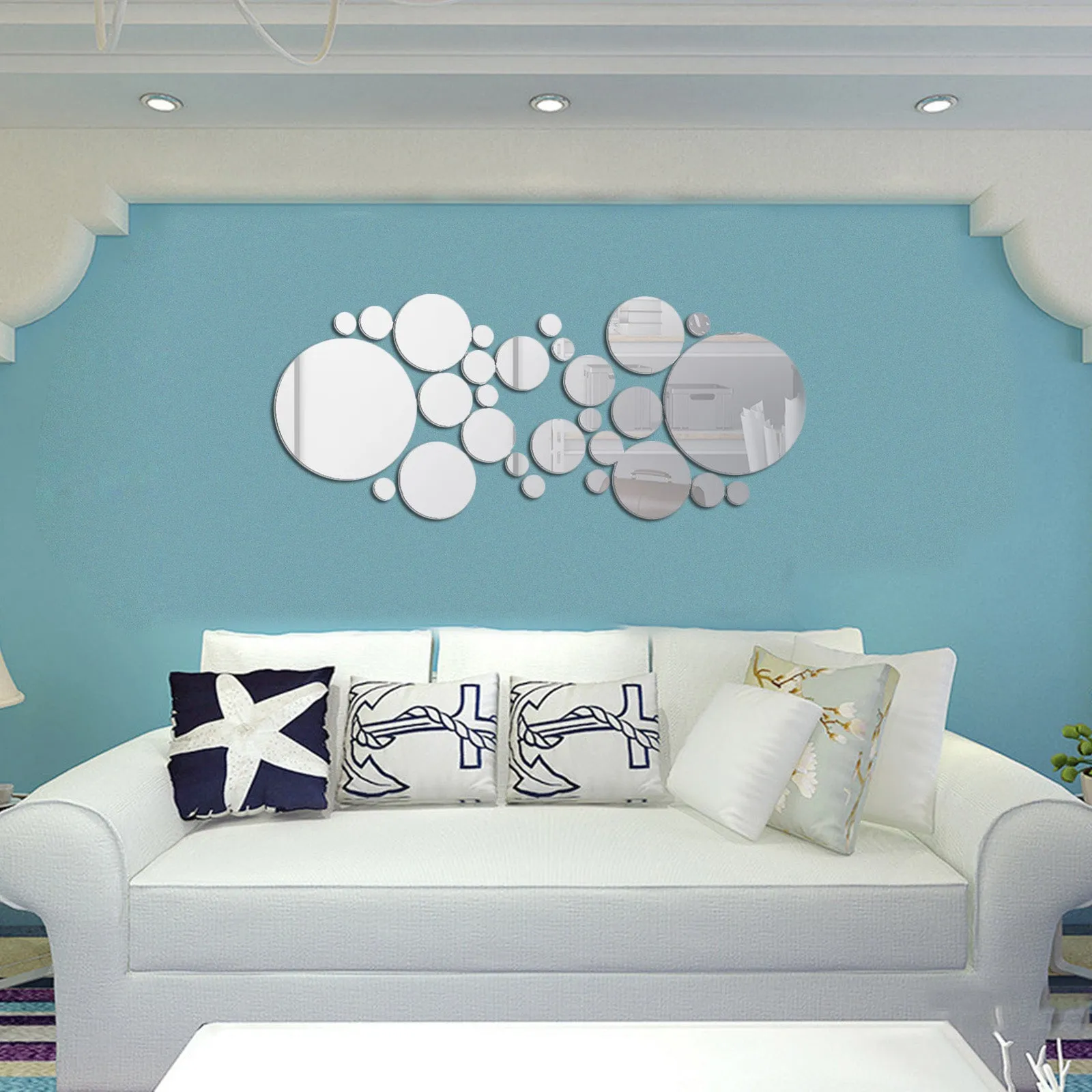 30PCS Mirror Wall Decals Round Circle Stickers