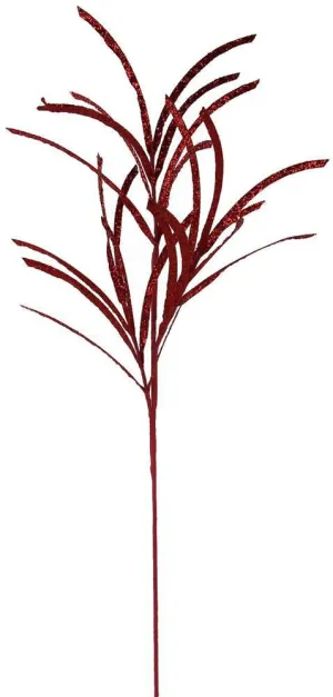 31" Red Glittered Paper Grass Spray