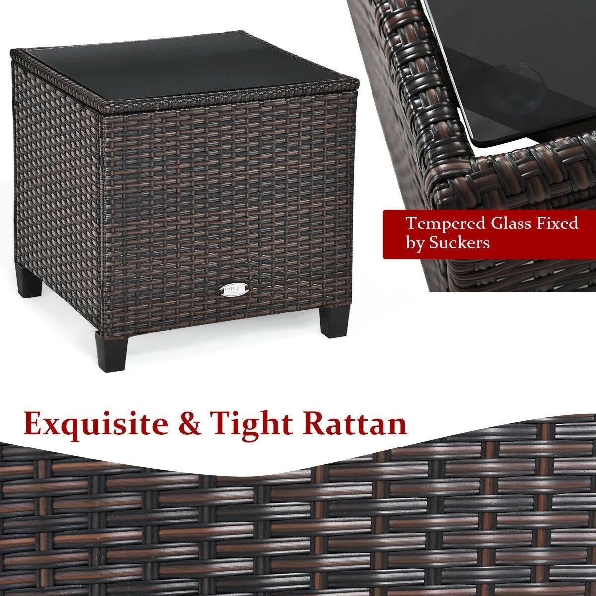 3pc Outdoor Patio Rattan Furniture Set - Red