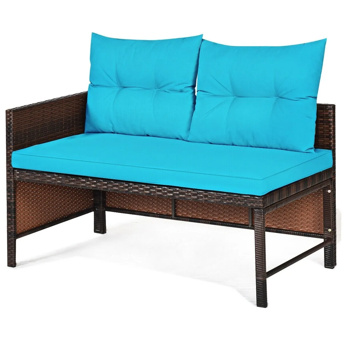 3pc Wicker Rattan Outdoor Patio Sofa Set - Turquoise