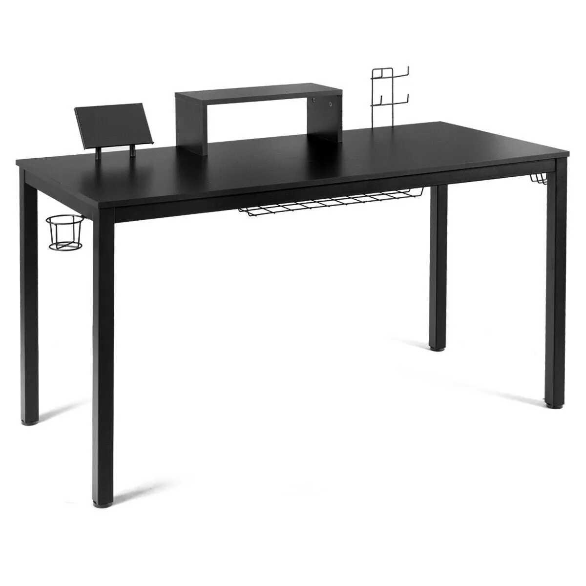 55" Gaming Desk with Monitor Shelf - Black