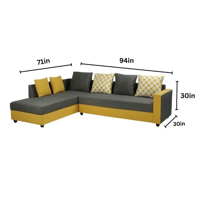 6 Seater Fabric L-Shape Sofa Set