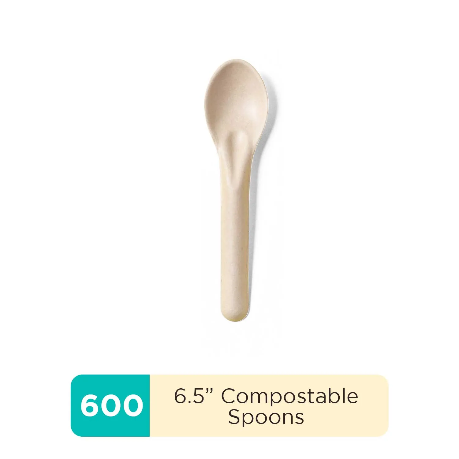 6.5 inch Renewable Fiber (Paper) Spoons (200 or 600 Packs), PFAS, Bleach Free, BPI Certified, Compostable