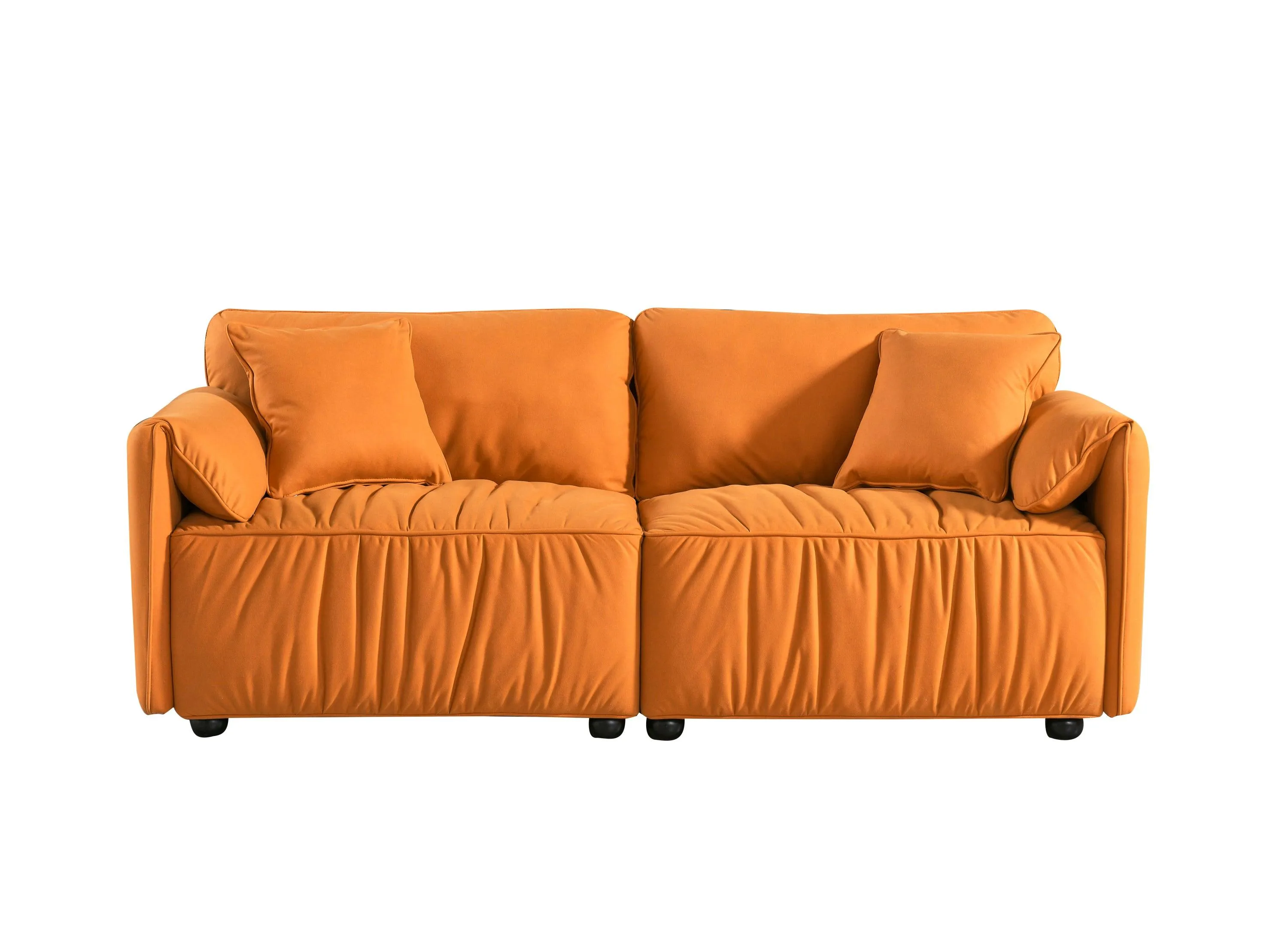 75.6" Modern Tech Cloth Loveseat, Deep Seat Sofa with Hardwood Frame, Mid-Century Upholstered (Orange)