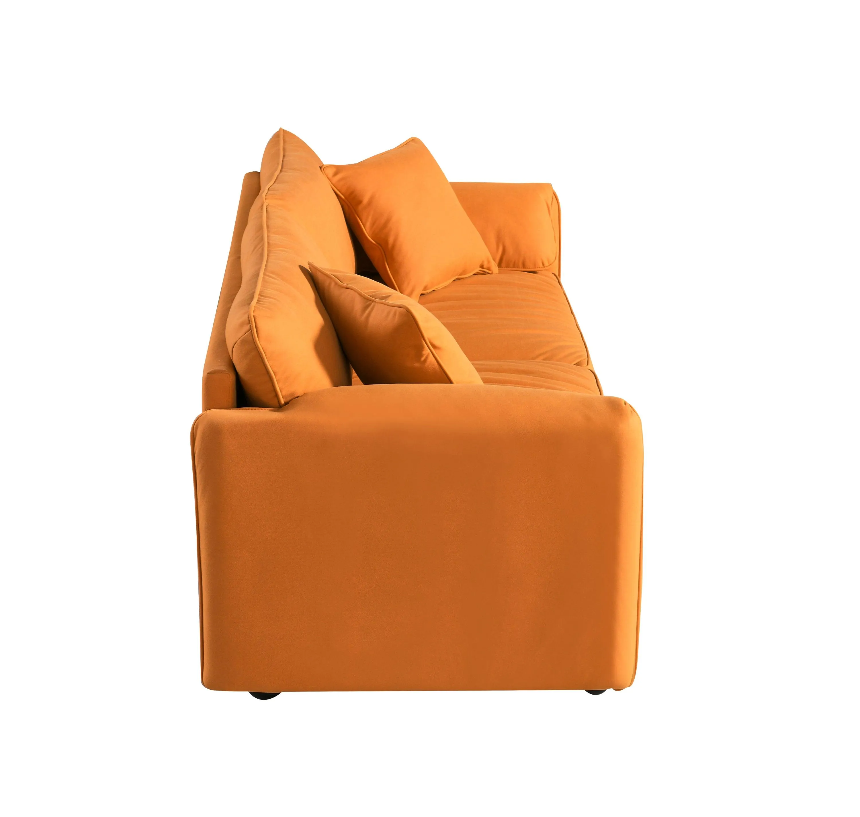 75.6" Modern Tech Cloth Loveseat, Deep Seat Sofa with Hardwood Frame, Mid-Century Upholstered (Orange)