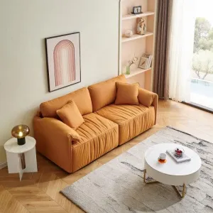 75.6" Modern Tech Cloth Loveseat, Deep Seat Sofa with Hardwood Frame, Mid-Century Upholstered (Orange)