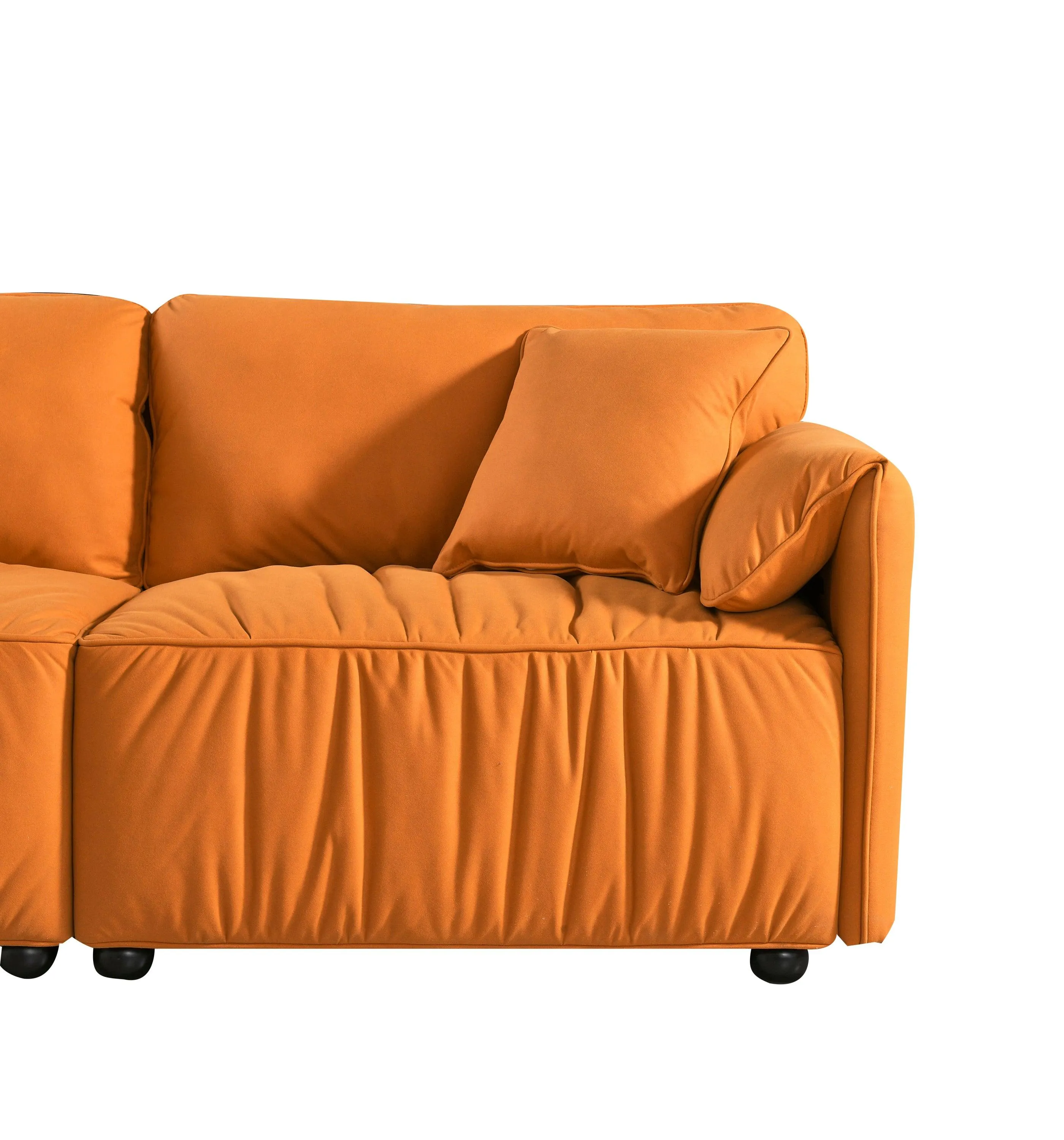 75.6" Modern Tech Cloth Loveseat, Deep Seat Sofa with Hardwood Frame, Mid-Century Upholstered (Orange)