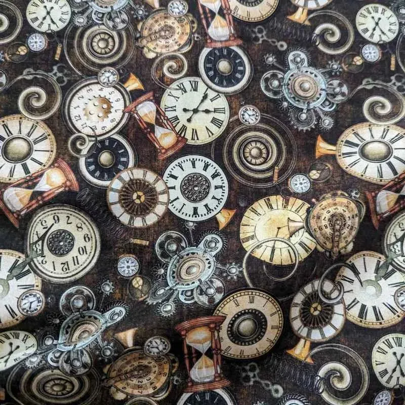 A Brown Clock Toss, QT Fabrics Steampunk Adventures