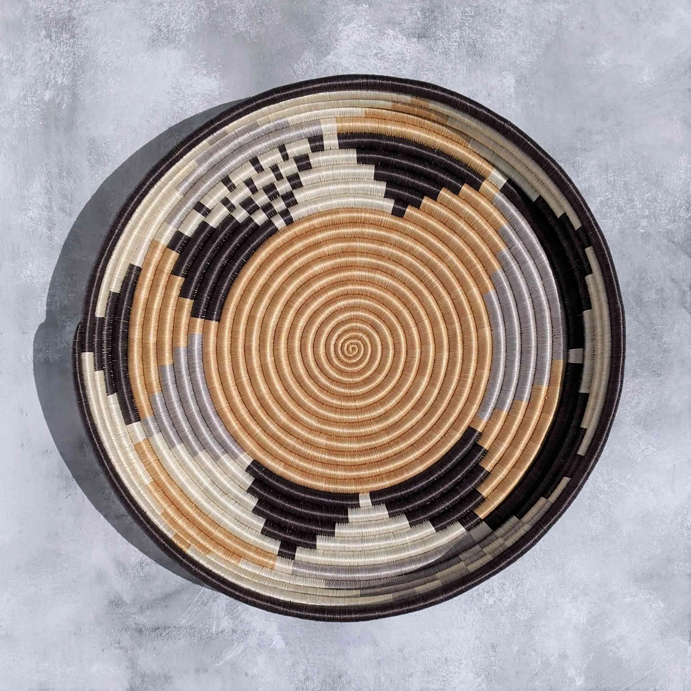 African Round Basket Tray | Neutral Colors