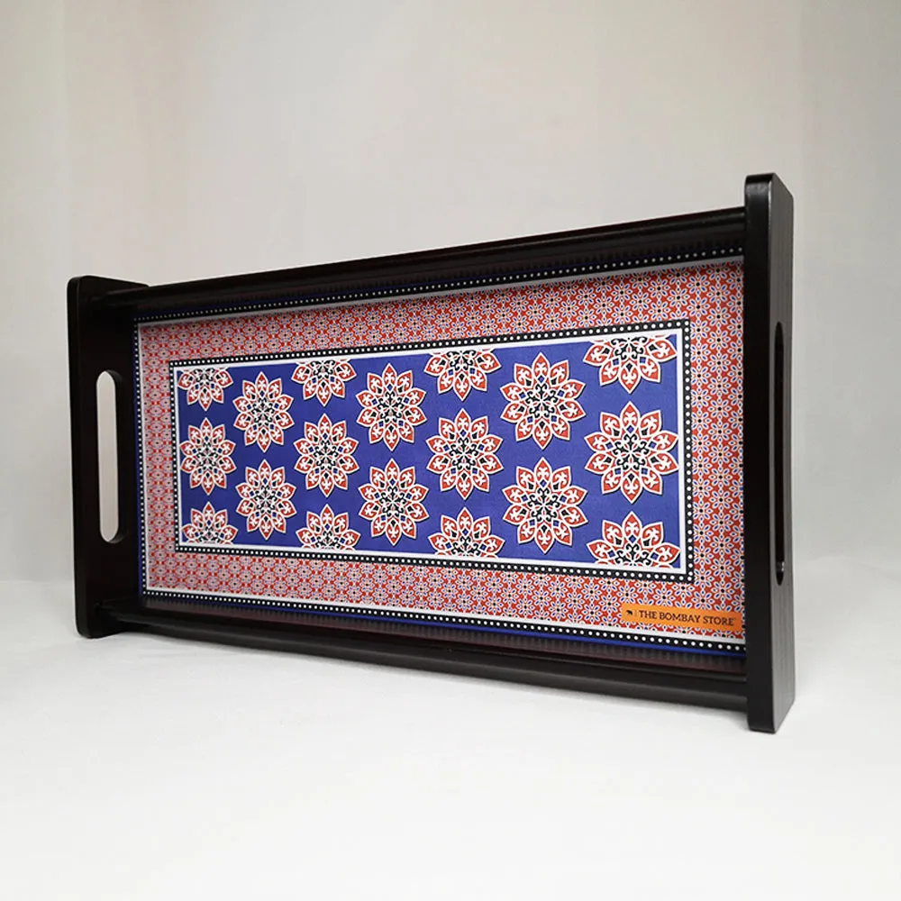 Ajrakh Rectangle Mini Tray with Matte Finish (Indigo)