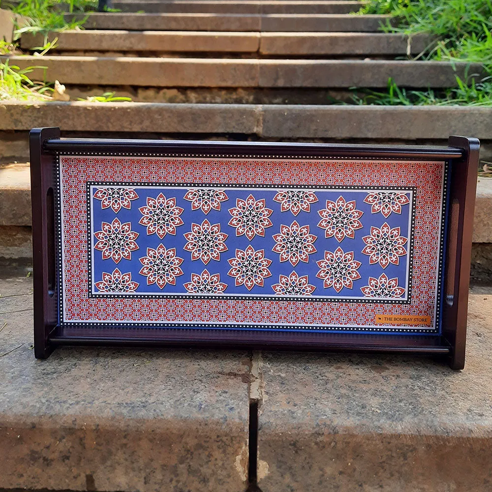 Ajrakh Rectangle Mini Tray with Matte Finish (Indigo)