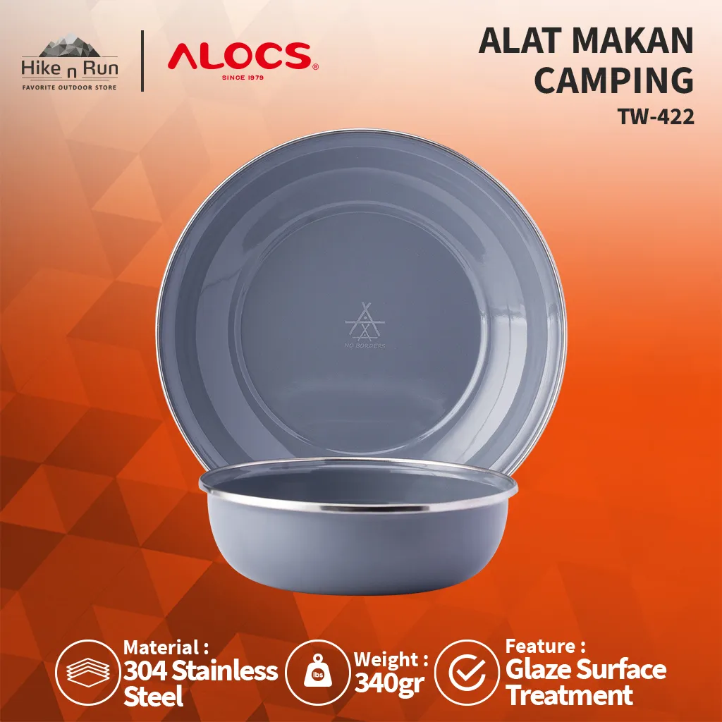 ALAT MAKAN MANGKOK PIRING ENAMEL ALOCS TW-422 TABLEWARE CAMPING