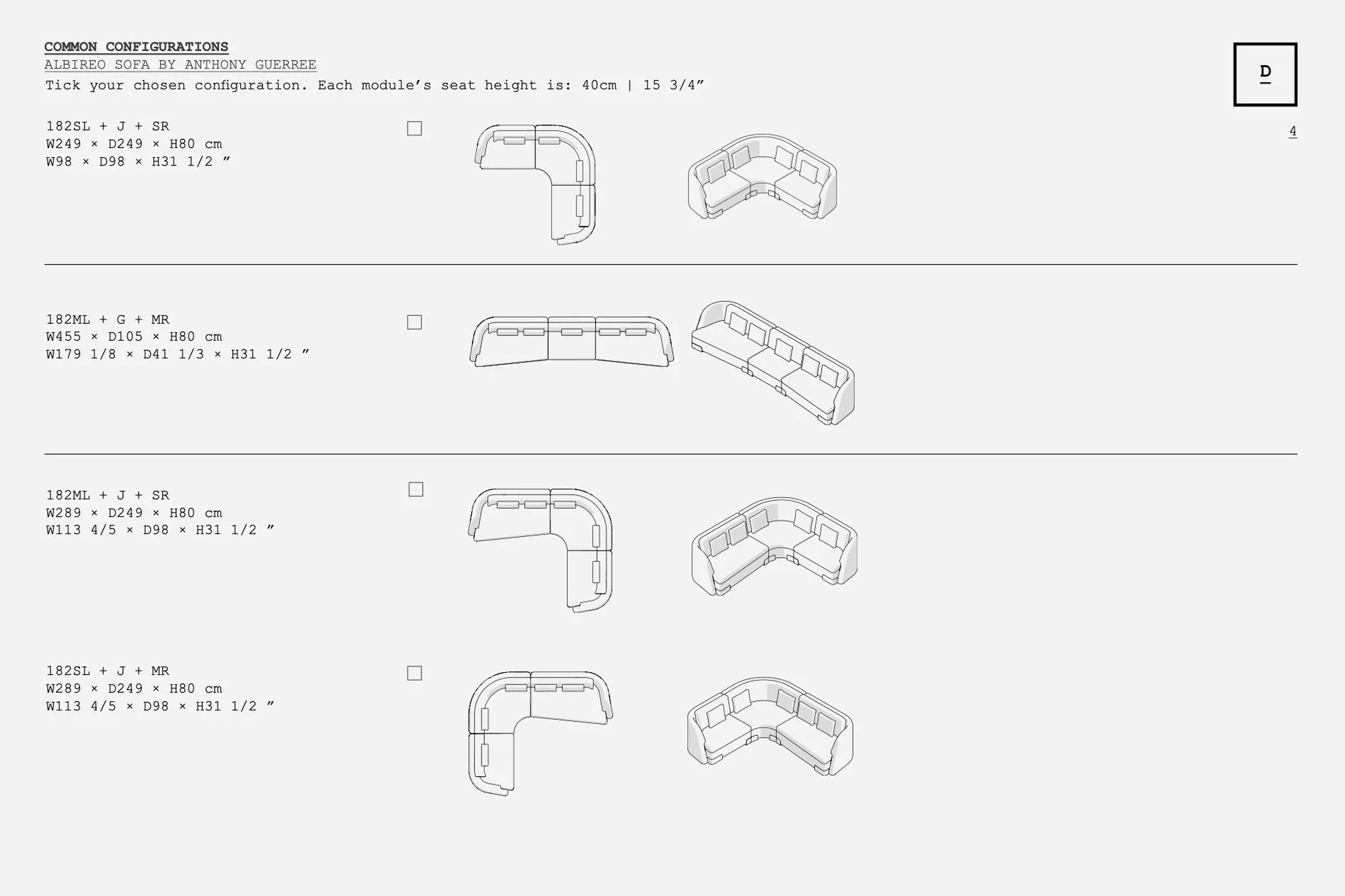 ALBIREO SOFA SYSTEM  - CREATE YOUR OWN