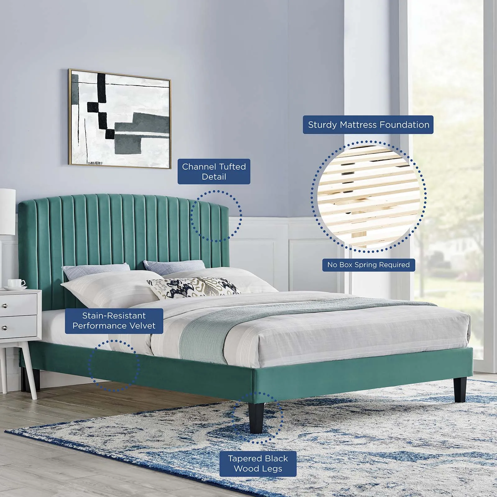 Alessi Performance Velvet Platform Bed by Modway