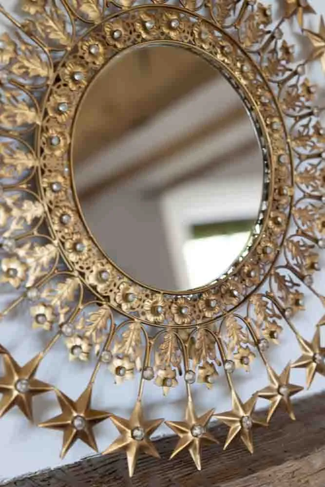 Antique Gold Jewelled Star Wall Mirror