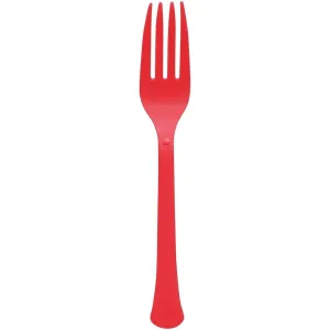 Apple Red Plastic Forks, 20 Count