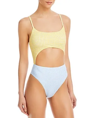 Aqua Colorblock Cutout Maillo One Piece Swimsuit