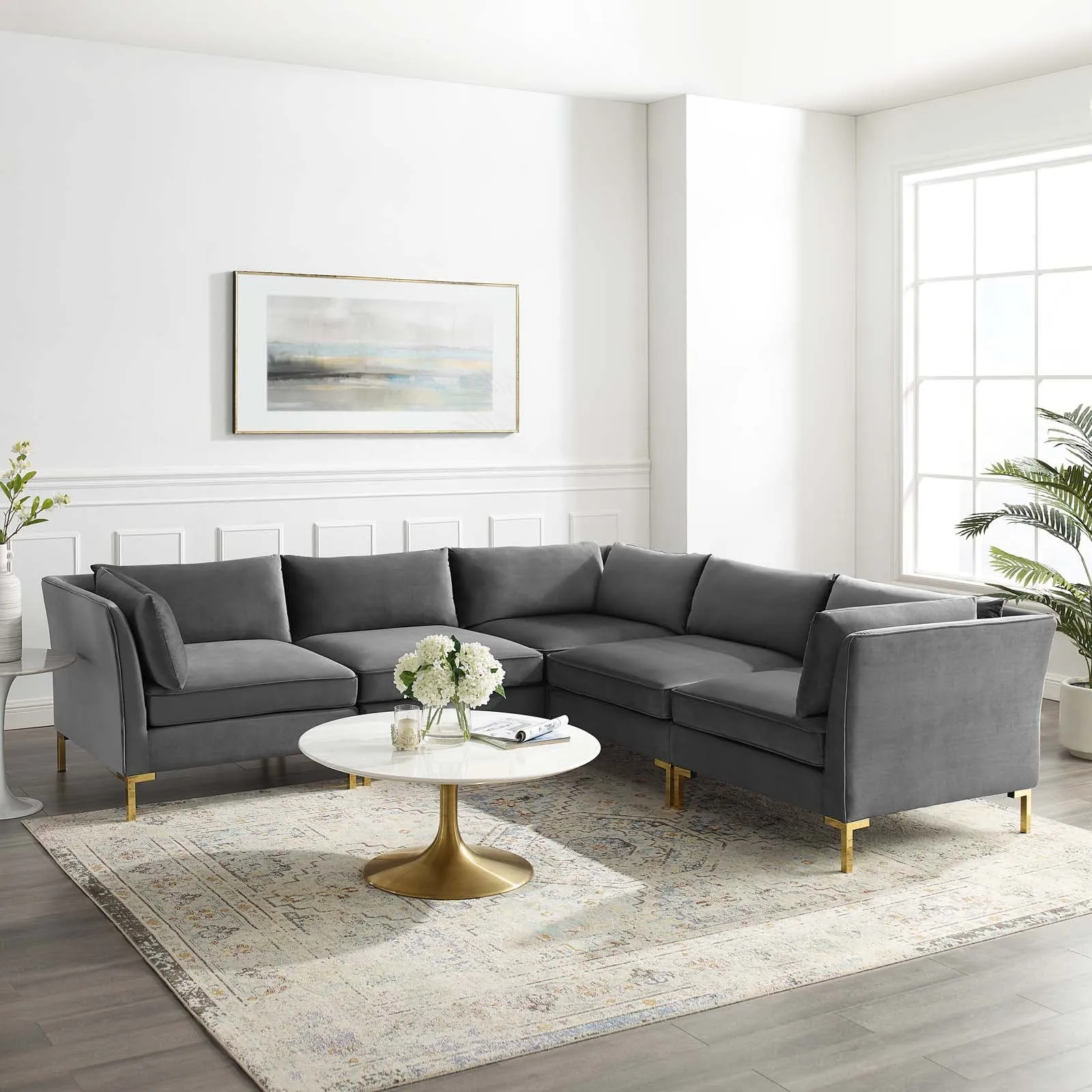 Ardent 5-Piece Performance Velvet Sectional Sofa by Modway