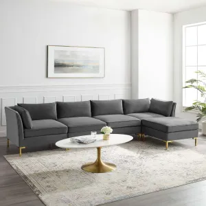 Ardent 5-Piece Performance Velvet Sectional Sofa by Modway