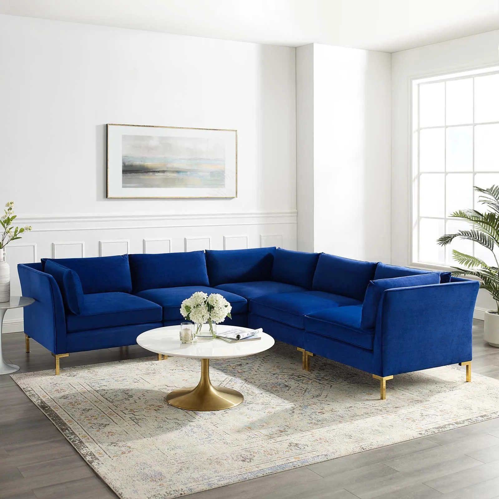 Ardent 5-Piece Performance Velvet Sectional Sofa by Modway